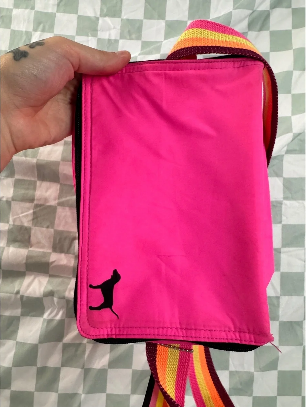 Victoria's Secret PINK Bright Pink Lunch Bag with Rainbow Strap